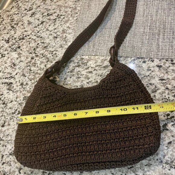 BOHO HANDMADE CROCHET SHOULDER BAG DARK MOCCA COLOR VERSATILE TRENDY GRANNY MADE - Picture 6 of 15